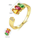 14K Rose Gold Radiant Cut Gemstone Adjustable Rings