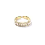 Pearl Fashion Jewelry Inlaid Diamond Adjustable Size Women Ring
