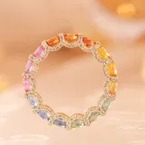 Women Fashion Pave Colorful Gems Gemstone Rings