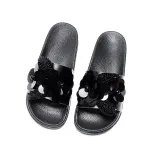Soft PVC Slippers Sequins Flower Upper Beach Flat Sandals