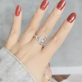 Silver Gold Zircon Horseshoe Jewelry Inlaid Diamond Adjustable Size Women Ring