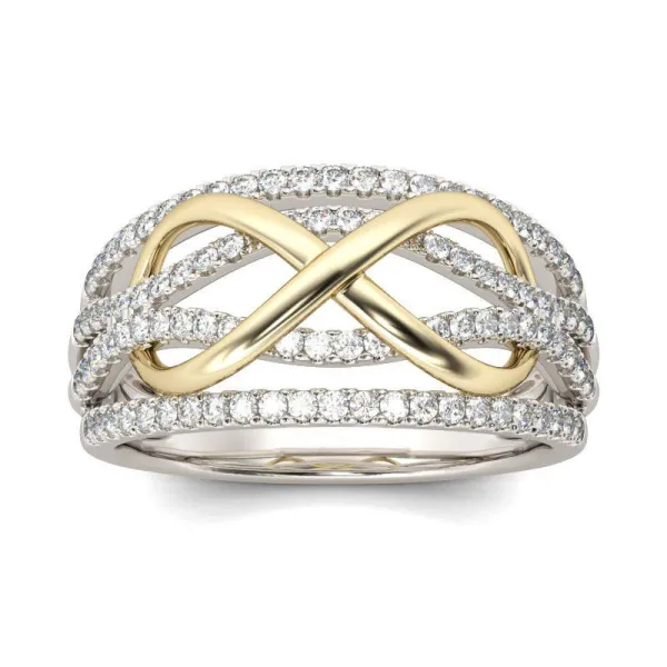 Silver Gold Fashion Jewelry Hollow Inlaid Diamond Women Ring