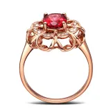 Red Zircon FloweWomen Ring Jewelry Hollow Inlaid Diamond Adjustable Size Women Ring