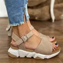 Women Open Toe Ankle Strap Flat Platform Sporty Sandals