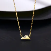 14K Yellow Gold Solitaire Zirconia Pendant Necklace