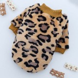 Pet Small Dog Leopard Print Coral Fleece Keep Warm Winter Cloth