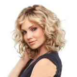 Women Synthetic Soft Waved Curls Ash and Platinum Blonde Fashion Wig Middle Parting Wig