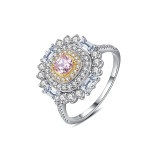 18K White Gold Flower Shaped Solitaire Pink Gemstone Rings