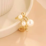 Pearl Fashion Jewelry Inlaid Diamond Adjustable Size Women Ring