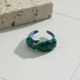 Vintage Irregular Colorful Glaze Pearl Finger Rings Personalized Hand Painted Enamel Open Ring Party Gift