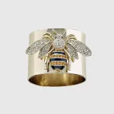 Yellow Bees Zircon Fashion Jewelry Inlaid Diamond Women Ring