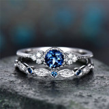 Zircon 2 Pieces Fashion Jewelry Inlaid Diamond Women Ring