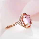 Rose Gold Fashion Jewelry Inlaid Diamond Adjustable Size Women Ring