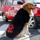 Pet Black Hoodie Plaids Heart Paw Sweatshirt for Dogs Pet Clothes
