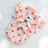 Pet Dog Cloth Bulldog Cute Polka Dot Bear Puppy Cloth with Pocket