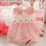 Pet Small Dog Lace Floral Striped Dress Dog Puppy Cloth