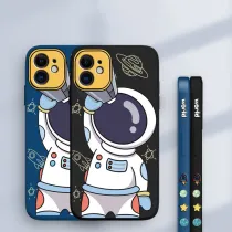 Cartoon Astronaut Telescope Phone Case for iphone13 12 11 Pro Max