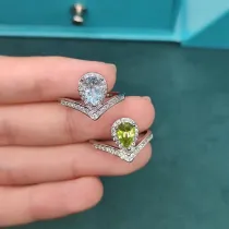 Zircon Water Drop Fashion Jewelry Inlaid Diamond Adjustable Size Women Ring