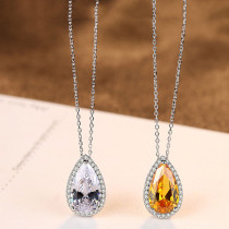 Pear Cut Zirconia Crystal Pendant Necklace