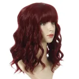 Women Synthetic Short Dye Wavy Hair Wigs Middle Parting Curly Wig
