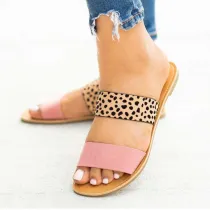 Women Snake Leopard Prints Rainbow Transparent Flat Sandals