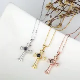 Modern Cross Style Projection Photo Customize Necklace