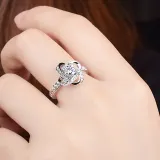 Silver Zircon Rotating Windmill Fashion Jewelry Hollow Inlaid Diamond Adjustable Size Women Ring