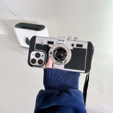 Creative Stereo Camera Drop Proof Phone Case for iPhone13 12 11 Pro Max with Inclined Span Rope