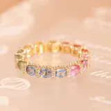 Women Fashion Pave Colorful Gems Gemstone Rings