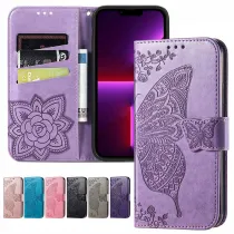 Leather Printed Butterfly Flowers Flip Wallet Drop Proof Phone Case for iPhone13 12 11 Pro Max