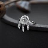 Mori Department Small Fresh Hollow Dream Catcher Tassel Ring With Adjustable Opening