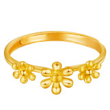 Golden Daisy Petals Fashion Jewelry Inlaid Diamond Adjustable Size Women Ring