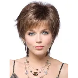 Women Dark Brown Synthetic Pretty Short Curly Hair Fluffy Cut Full Wig