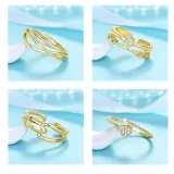 Silver Gold Zircon Drip Whip Jewelry Inlaid Diamond Adjustable Size Women Ring