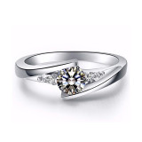 Silver Zircon Women Ring Eternity Engagement Wedding Band With Gift