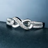 Silver Zircon 8 Word Fashion Jewelry Inlaid Diamond Women Ring