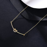 14K Yellow Gold Bowknot Semi Paved Pendant Necklace