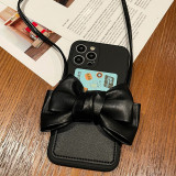 Bowknot Drop Proof Phone Case for iPhone13 12 11 Pro Max with Crossbody Lanyard