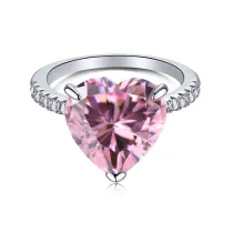 Sterling Silver Heart Cut Semi Paved Ruby Rings