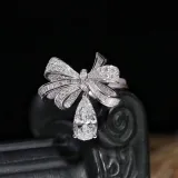 Sterling Silver Bowknot Shaped Pear Cut Zirconia Rings
