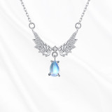 18K White Gold Angel Gemstone Pendant Necklace