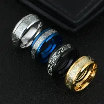 Men Silver Luminous Dragon Fashion Jewelry Inlaid Women Ring