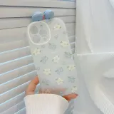 Cute Bowknot Printed Honey Peach Flower Phone Case for iphone13 12 11 Pro Max