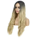 Women Long Wavy Hair Wigs Middle Parting Curly Wig