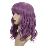 Women Synthetic Short Dye Wavy Hair Wigs Middle Parting Curly Wig
