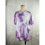 Women Tie Dye Two-piece Suit Short Sleeve T-shirts and Shorts