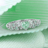 Silver Zircon Heart Of The Ocean Women Ring Band With Gift