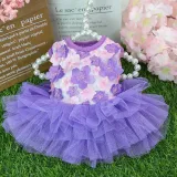 Pet Small Dog Poodle Sequin Mesh Laced Dress Puppy Cloth