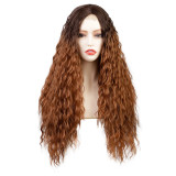 Women Gradient Golden Curly Brazilian Mini Lace Front Wig