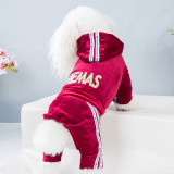 Dog Hoodies Soft Velvet Winter Tracksuit Outfits with Hat